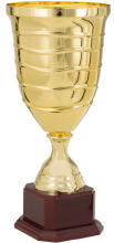 Manzè Gold Tone Cup on Solid Wood Base