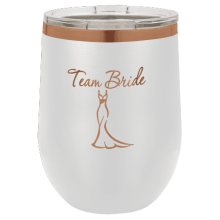 White Wine Glass with Rose Gold Engraving