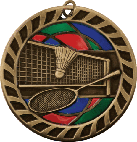 2 1/2" Stained Glass Badminton Medal | Awards Unlimited Trophies And Awards