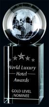 3D Laser Rise &amp; Shine Optic Crystal Globe Award