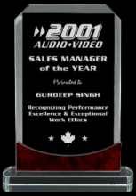 Kodiak Glass Award with Red Marble Accents