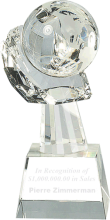 Optic crystal globe in hand