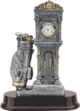 Grandfather clock and golf bag resin award
