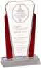 Apollo crystal award with red columns