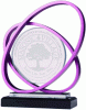 Purple Saturn glass and aluminum award